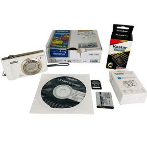 Olympus VR-340 16.0 MP Digital Camera W/ 4gb SD Card Charger 2 Battery CD Box